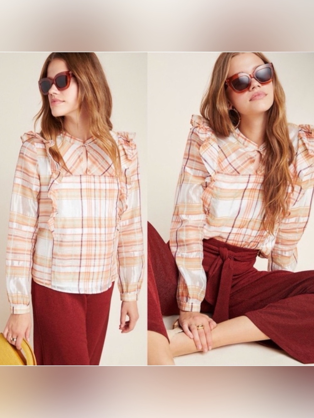 NWT Anthropologie Current Air Polly Ruffle Blouse Medium